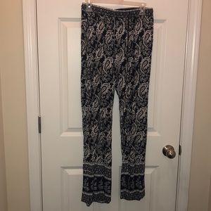 Navy and White Paisley Printed Pants